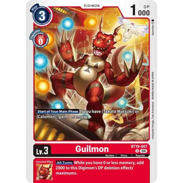 digimon card game guilmon Single BT5-071UC  Volution Cards and Collectables (Draw 1 card from your deck.) Digimon Trading Card Game Release