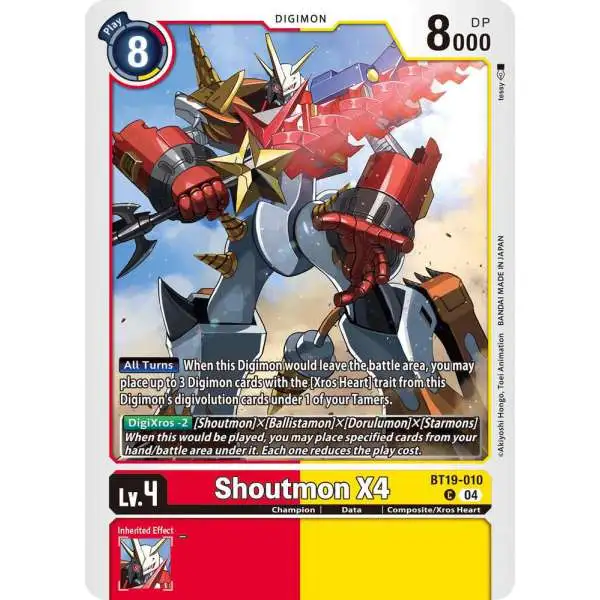 Digimon Trading Card Game Release Special Booster 2.5 Common Shoutmon X4 BT19-010