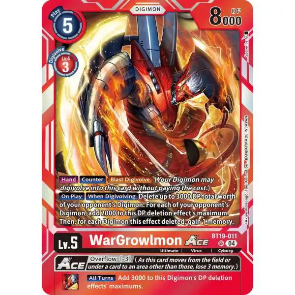 Digimon Trading Card Game Release Special Booster 2.5 Super Rare WarGrowlmon ACE BT19-011