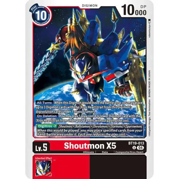 Digimon Trading Card Game Release Special Booster 2.5 Uncommon Shoutmon X5 BT19-013