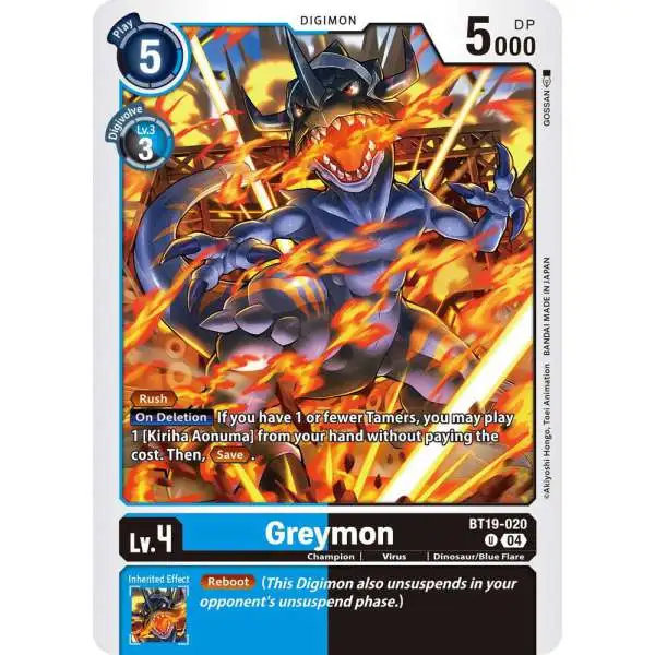 Digimon Trading Card Game Release Special Booster 2.5 Uncommon Greymon BT19-020