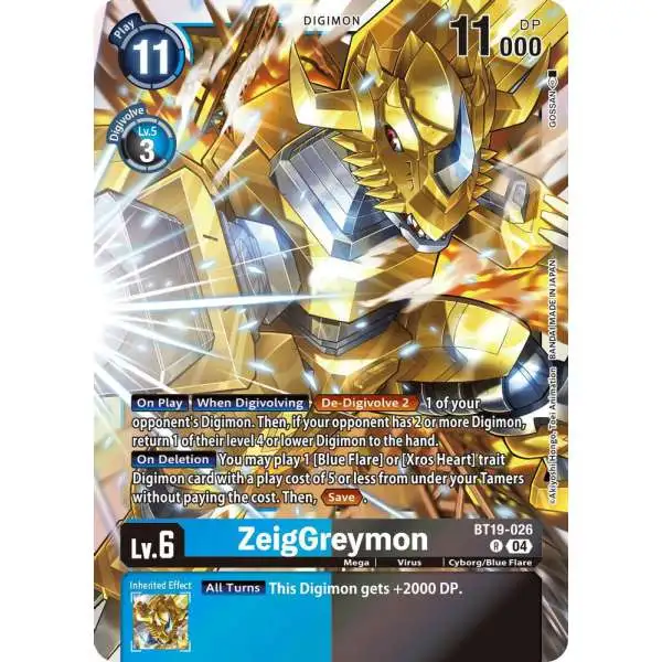 Digimon Trading Card Game Release Special Booster 2.5 Rare ZeigGreymon BT19-026