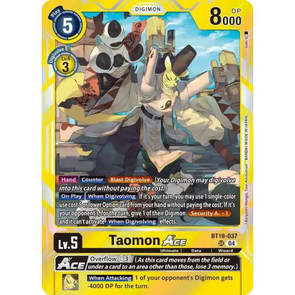 Digimon Trading Card Game Release Special Booster 2.5 Super Rare Taomon ACE BT19-037