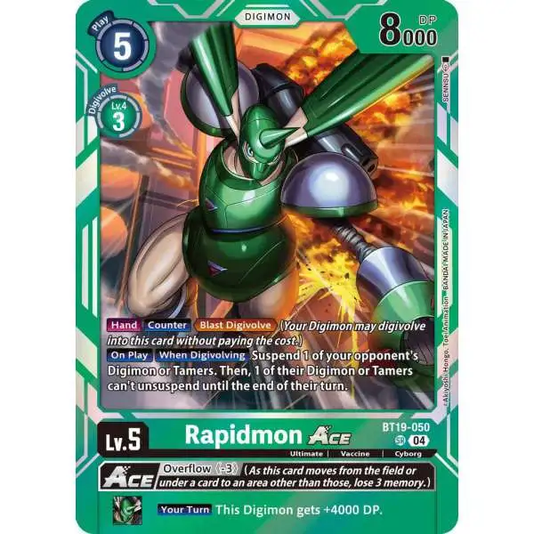 Digimon Trading Card Game Release Special Booster 2.5 Super Rare Rapidmon ACE BT19-050