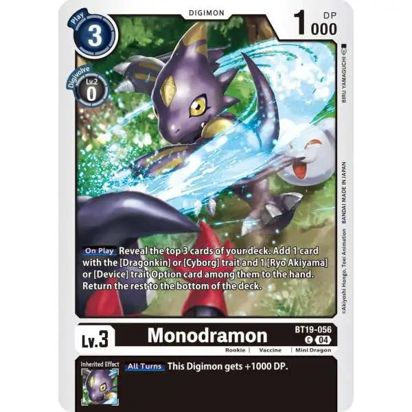 Digimon Trading Card Game Release Special Booster 2.5 Common Monodramon BT19-056