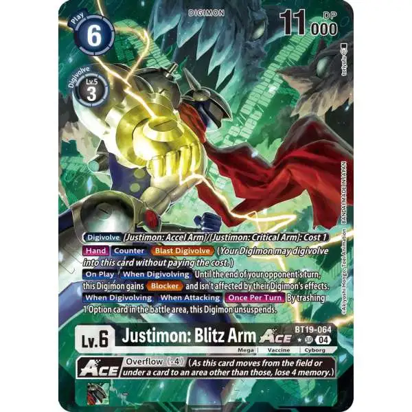 Digimon Trading Card Game Release Special Booster 2.5 Super Rare Justimon: Blitz Arm ACE BT19-064 [Alternate Art]
