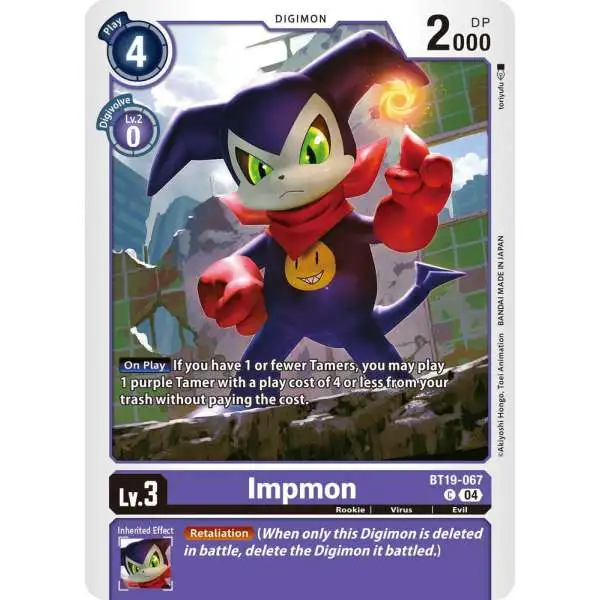 Digimon Trading Card Game Release Special Booster 2.5 Common Impmon - BT19-067 BT19-067