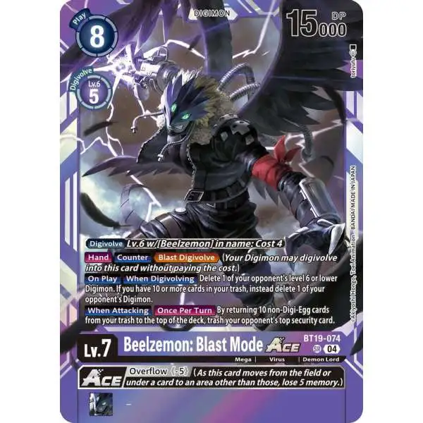 Digimon Trading Card Game Release Special Booster 2.5 Super Rare Beelzemon: Blast Mode ACE BT19-074