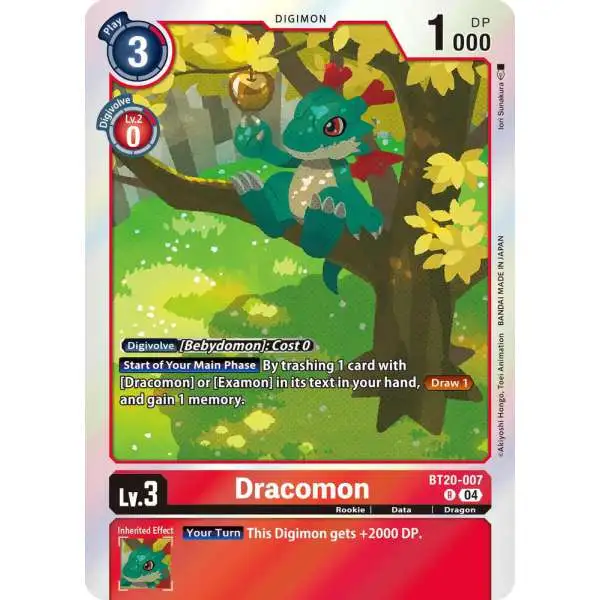 Digimon Trading Card Game Release Special Booster 2.5 Rare Dracomon BT20-007
