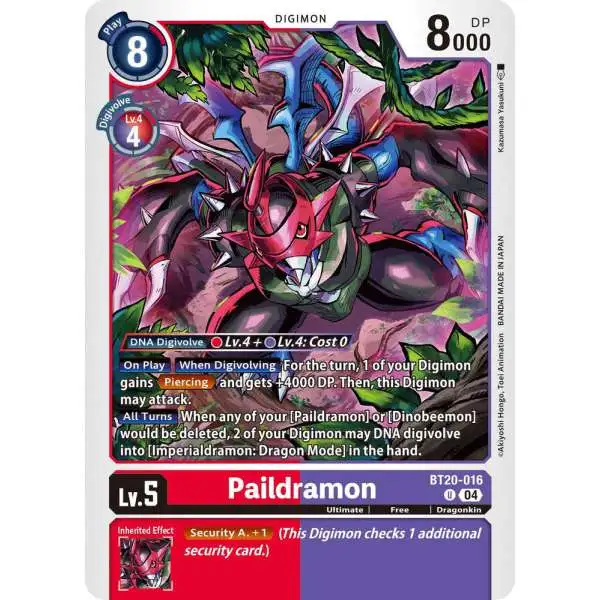 Digimon Trading Card Game Release Special Booster 2.5 Uncommon Paildramon BT20-016