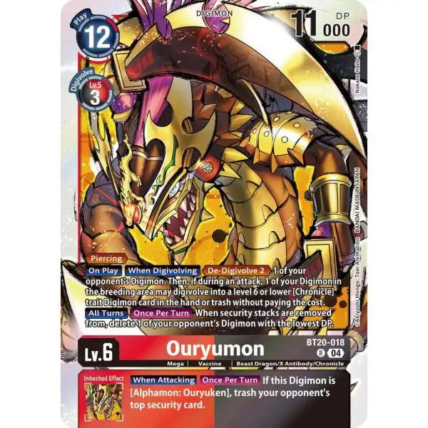 Digimon Trading Card Game Release Special Booster 2.5 Rare Ouryumon BT20-018
