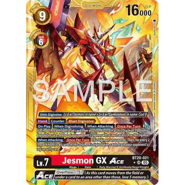 Trading Card Game Advanced Booster Digimon Generation Super Rare Jesmon GX ACE BT20-021 [Gold Border]