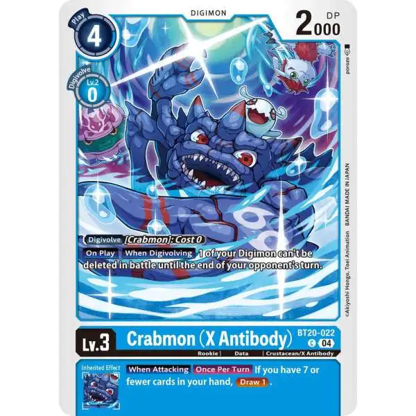 Digimon Trading Card Game Release Special Booster 2.5 Common Crabmon (X Antibody) BT20-022
