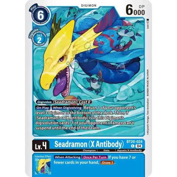 Digimon Trading Card Game Release Special Booster 2.5 Common Seadramon (X Antibody) BT20-024