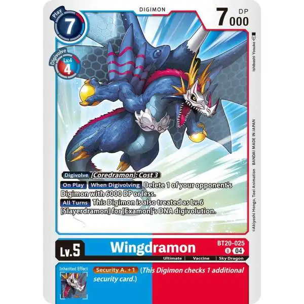 Digimon Trading Card Game Release Special Booster 2.5 Uncommon Wingdramon BT20-025