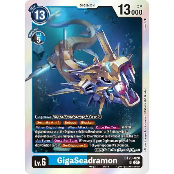 Digimon Trading Card Game Release Special Booster 2.5 Super Rare GigaSeadramon BT20-028