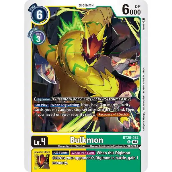 Digimon Trading Card Game Release Special Booster 2.5 Common Bulkmon BT20-032