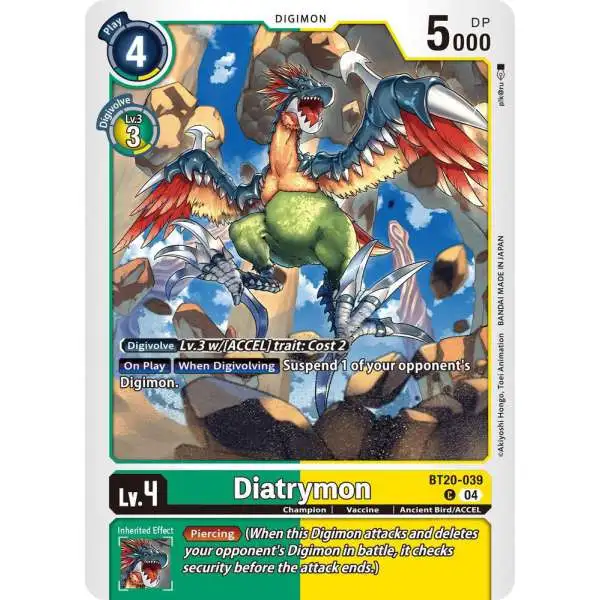 Digimon Trading Card Game Release Special Booster 2.5 Common Diatrymon BT20-039