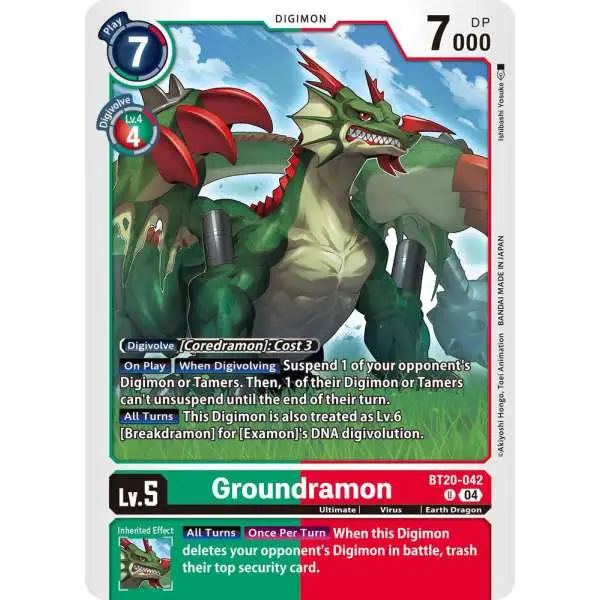 Digimon Trading Card Game Release Special Booster 2.5 Uncommon Groundramon BT20-042