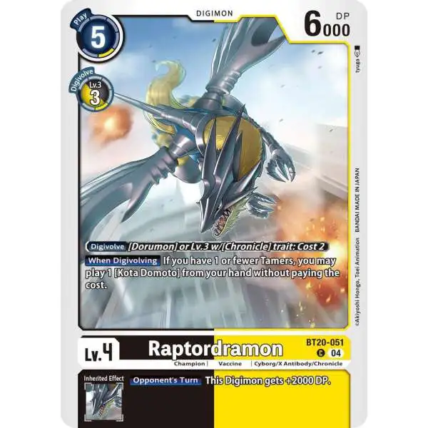 Digimon Trading Card Game Release Special Booster 2.5 Common Raptordramon BT20-051