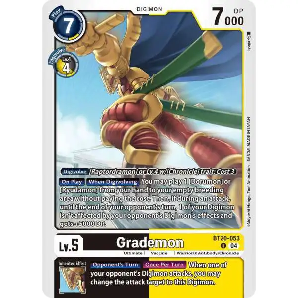 Digimon Trading Card Game Release Special Booster 2.5 Uncommon Grademon BT20-053