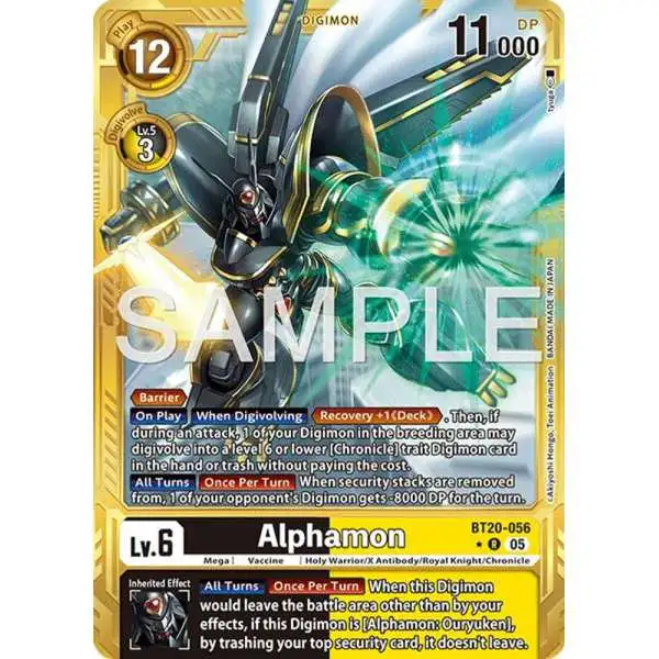 Trading Card Game Advanced Booster Digimon Generation Rare Alphamon BT20-056 [Gold Border]