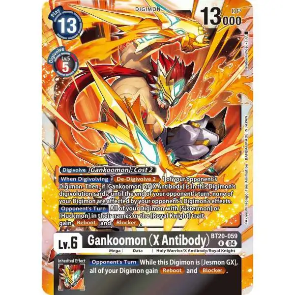 Digimon Trading Card Game Release Special Booster 2.5 Rare Gankoomon (X Antibody) BT20-059