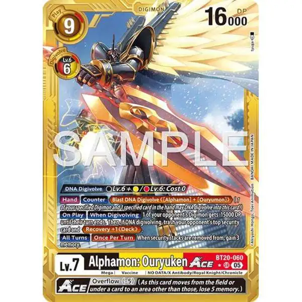 Trading Card Game Advanced Booster Digimon Generation Super Rare Alphamon: Ouryuken ACE BT20-060 [Gold Border]