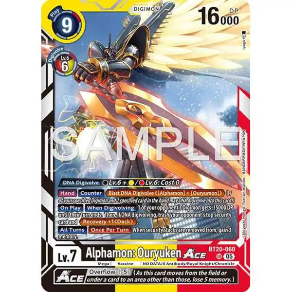 Trading Card Game Advanced Booster Digimon Generation Super Rare Alphamon: Ouryuken ACE BT20-060 [Reprint]