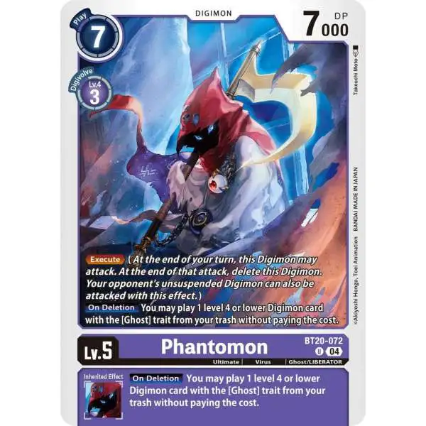 Digimon Trading Card Game Release Special Booster 2.5 Uncommon Phantomon BT20-072