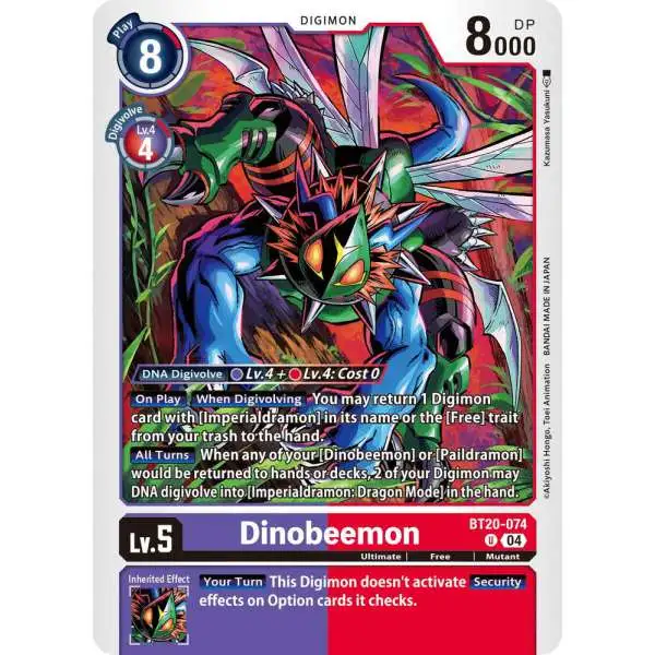 Digimon Trading Card Game Release Special Booster 2.5 Uncommon Dinobeemon BT20-074