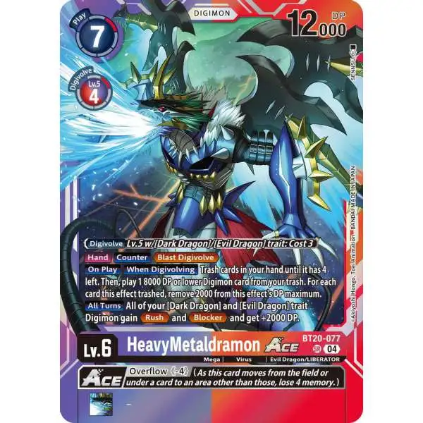 Digimon Trading Card Game Release Special Booster 2.5 Super Rare HeavyMetaldramon ACE BT20-077