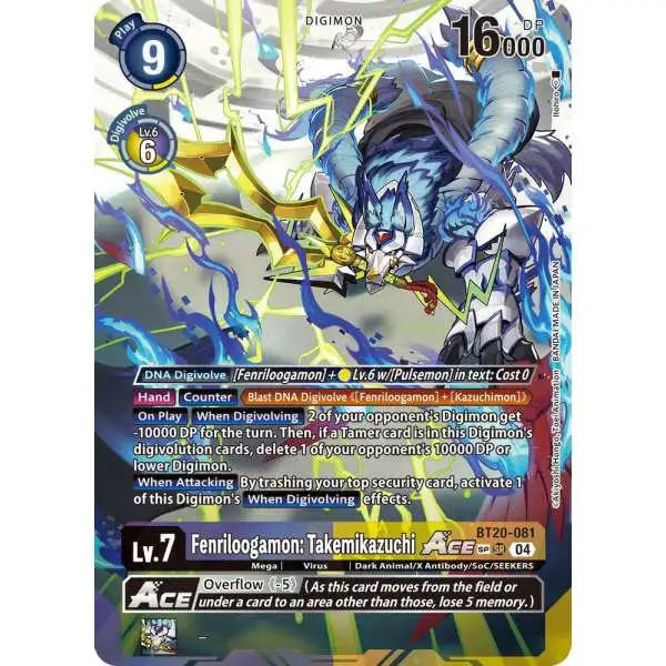 Digimon Trading Card Game Release Special Booster 2.5 Super Rare Fenriloogamon: Takemikazuchi ACE BT20-081 [Textured]