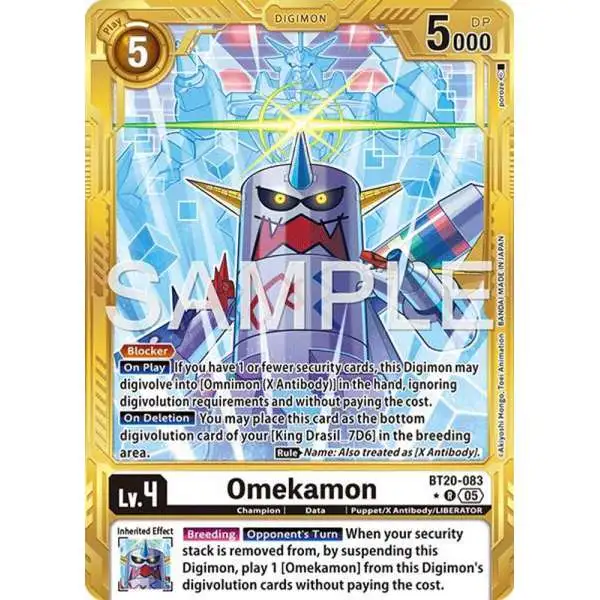 Trading Card Game Advanced Booster Digimon Generation Rare Omekamon BT20-083 [Gold Border]