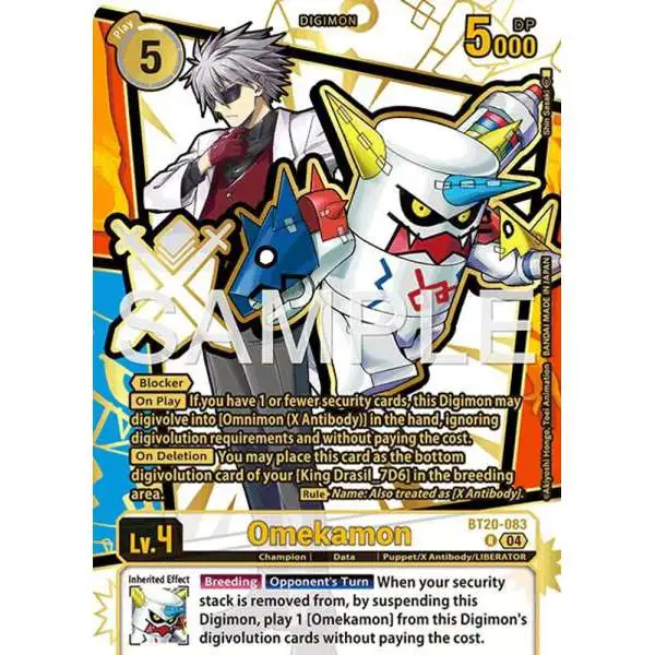 Digimon Trading Card Game Dawn of Liberator Rare Omekamon BT20-083 [Pull]