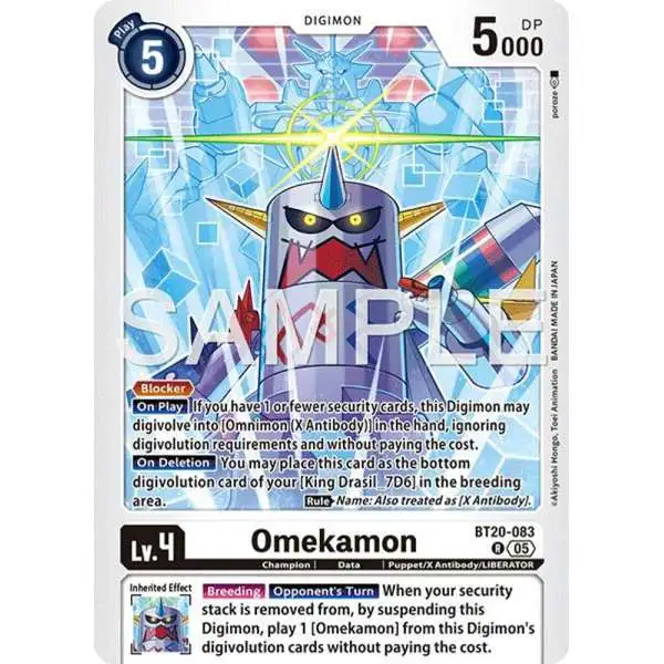 Trading Card Game Advanced Booster Digimon Generation Rare Omekamon BT20-083 [Reprint]