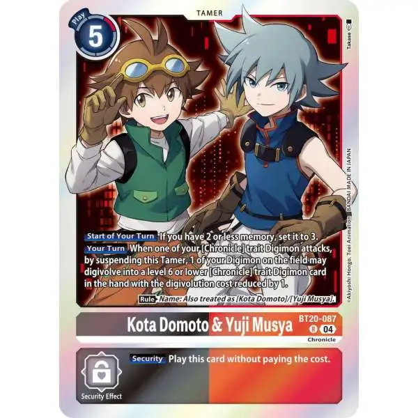 Digimon Trading Card Game Release Special Booster 2.5 Rare Kota Domoto & Yuji Musya BT20-087