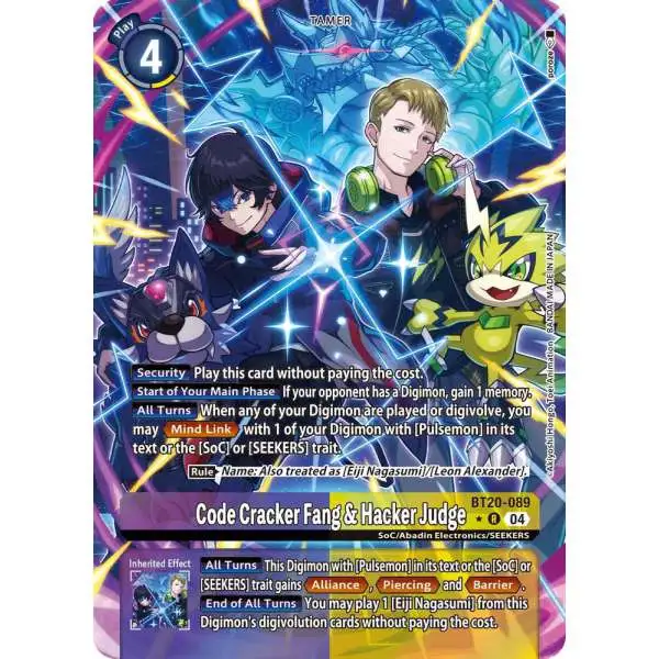 Digimon Trading Card Game Release Special Booster 2.5 Rare Code Cracker Fang & Hacker Judge BT20-089 [Alternate Art]
