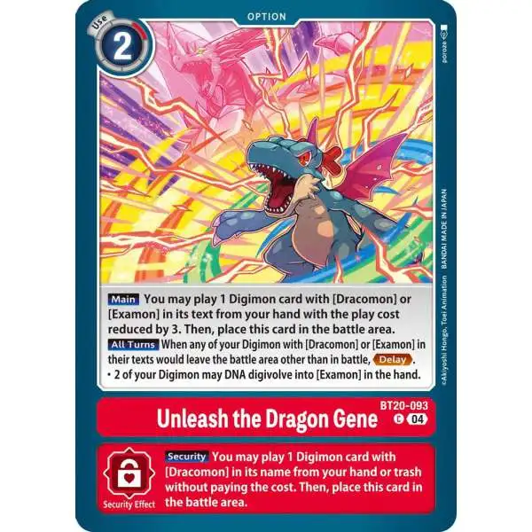 Digimon Trading Card Game Release Special Booster 2.5 Common Unleash the Dragon Gene BT20-093