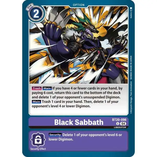 Digimon Trading Card Game Release Special Booster 2.5 Uncommon Black Sabbath BT20-096