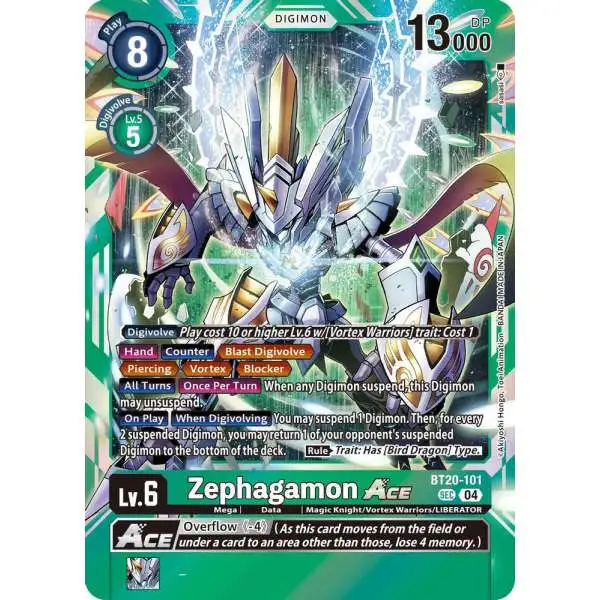 Digimon Trading Card Game Release Special Booster 2.5 Secret Rare Zephagamon ACE BT20-101
