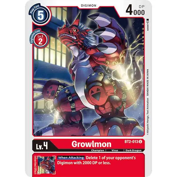 Digimon Trading Card Game Release Special Booster Uncommon Growlmon BT2-013