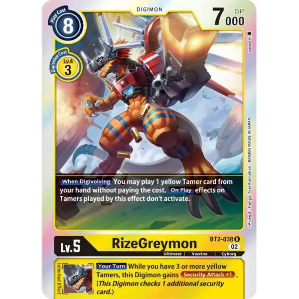 Digimon Trading Card Game Resurgence Booster Rare RizeGreymon BT2-038 [Reprint]