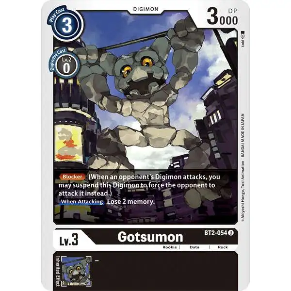 Digimon Trading Card Game Release Special Booster Uncommon Gotsumon BT2-054