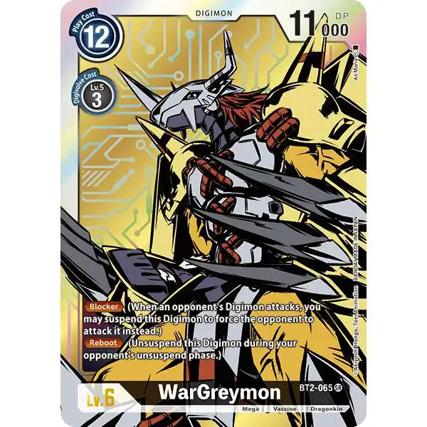 wargreymon digimon card game BT2-065 War Greymon (SR Super Rare) Booster Ultimate Power (BT-02) : Toys & Games delete 1 of your opponents Digimon with [Blocker]. WarGreymon (Alternate Art) (BT1-025) -