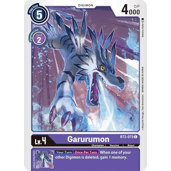 Digimon Trading Card Game Release Special Booster Common Garurumon BT2-073