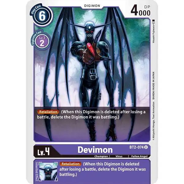Digimon Trading Card Game Release Special Booster Uncommon Devimon BT2-074
