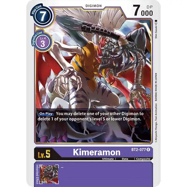 Digimon Trading Card Game Release Special Booster Rare Kimeramon BT2-077