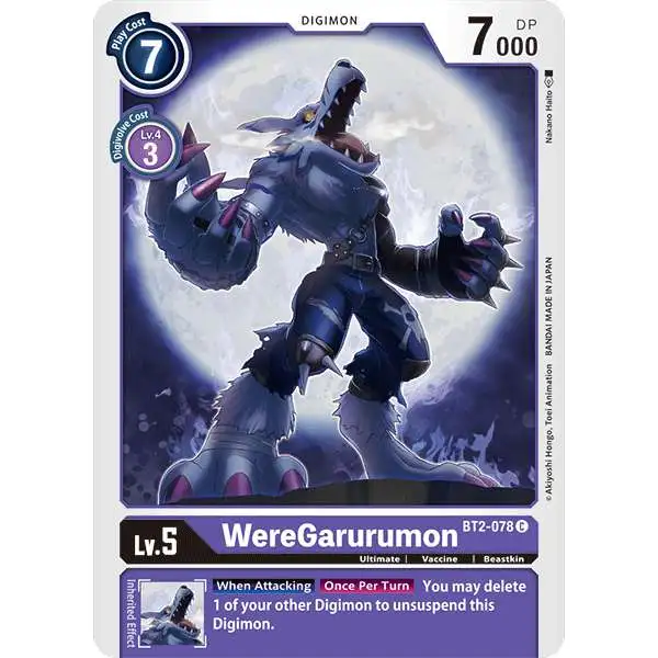 Digimon Trading Card Game Release Special Booster Common WereGarurumon BT2-078
