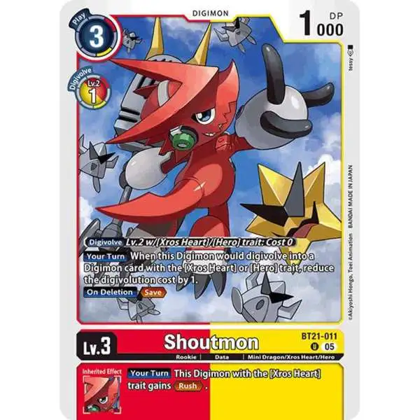 Digimon Trading Card Game World Convergence Uncommon Shoutmon BT21-011